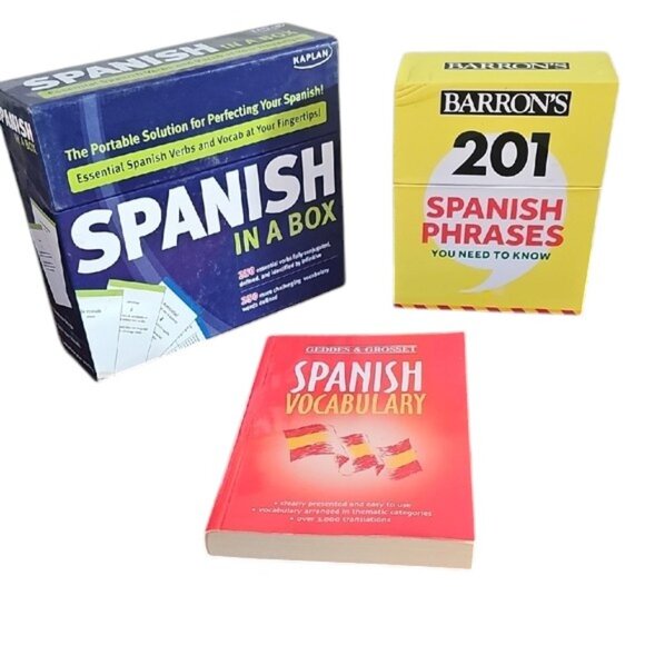 Spanish Language Learning Set 2 boxes cards 1 Vocabulary book Phrases - Picture 1 of 11